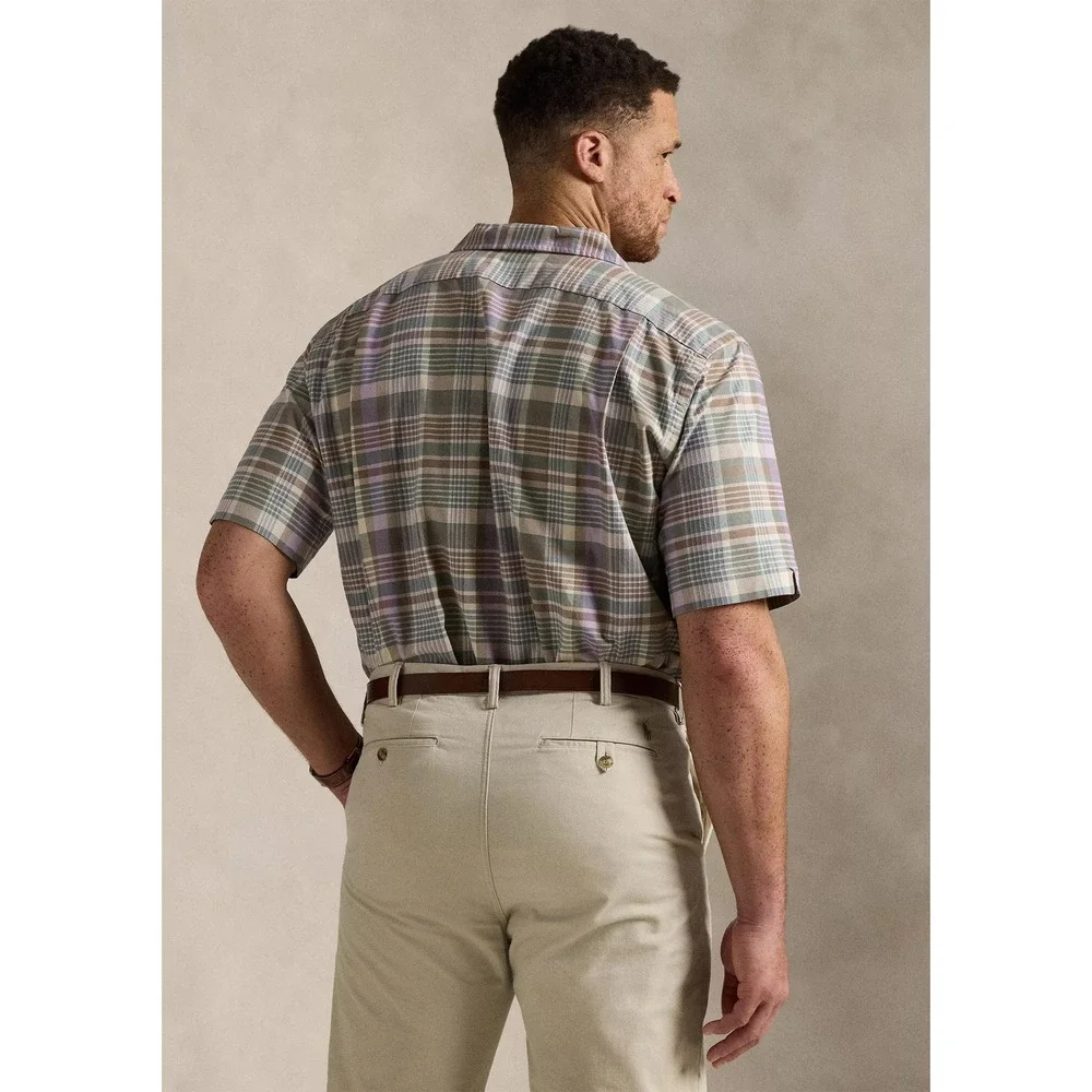 POLO RALPH LAUREN MEN'S 2XLT S/S BUTTON UP CAMP SHIRT PLAID NWT